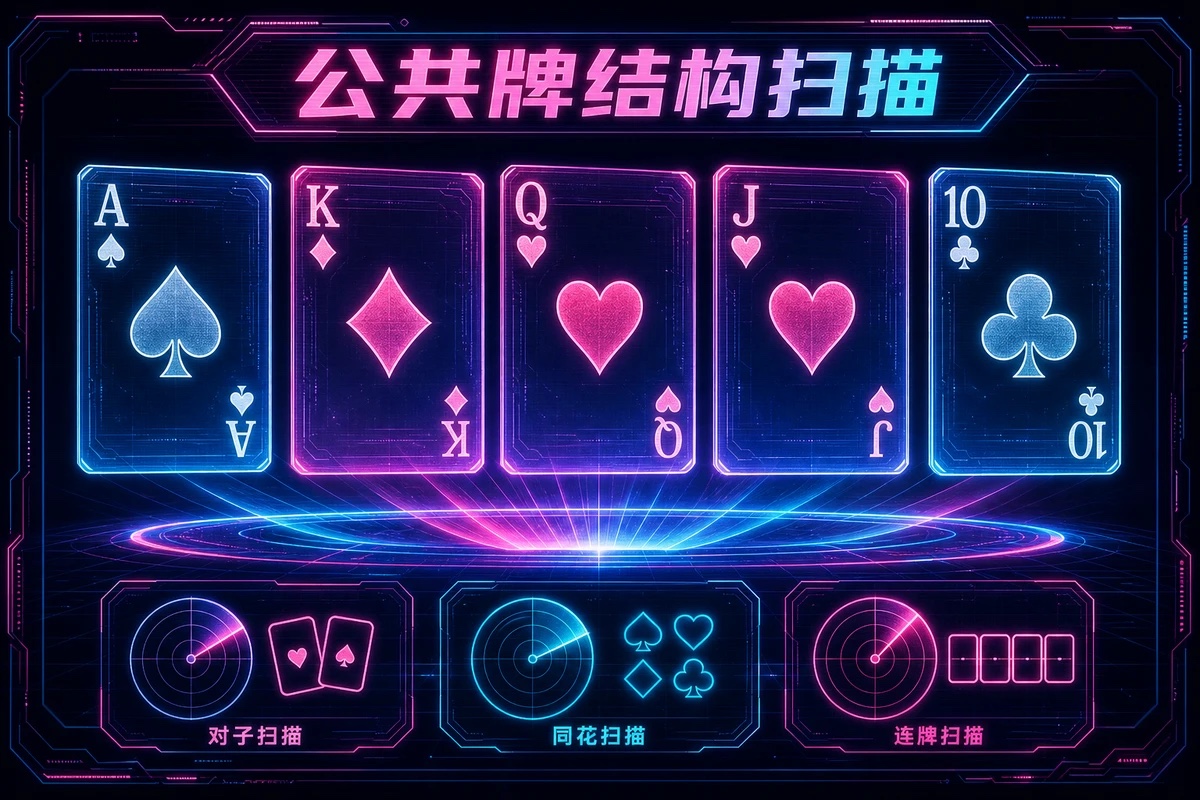德州扑克公共牌结构分析：对子、同花、连牌三类牌面特征扫描